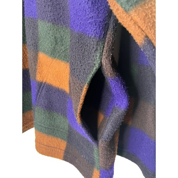 Women's M Fleece 1/4 Zip up, EVR Div Rousso Apparel Group, Checkered, Brown, Pur - Picture 5 of 7